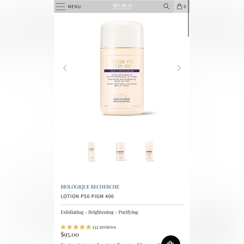 Biologique Reserche Lotion P50 PigM400 toner. Perfect trial size!